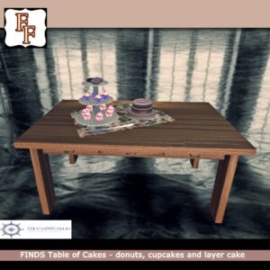 FINDS Wooden Table of Cakes