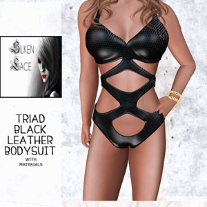 SILKEN LACE: TRIAD BLACK LEATHER BODYSUIT sb