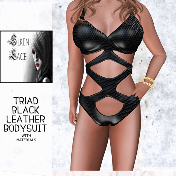 SILKEN LACE: TRIAD BLACK LEATHER BODYSUIT sb