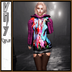 Graffiti Pink ribbed hoodie Athena / Gianni(sb)