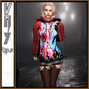 Graffiti Red ribbed hoodie Athena / Gianni(sb)