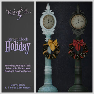 *RatzCatz* Holiday Street Clock boxed