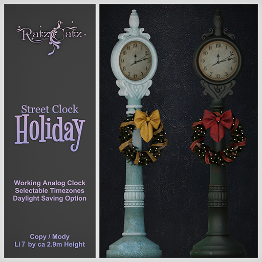 *RatzCatz* Holiday Street Clock boxed