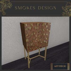 Art Deco Acacia Wood Cabinet