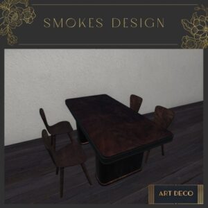 Art Deco Dark Walnut Dining Table & Chairs