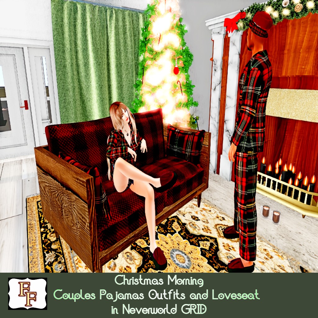 2025 NEVERWORLD GRID XMAS PAJAMAS M/F AND SLIPPERS