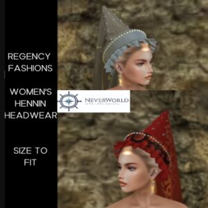 Neveworld Regency Fashions Hennin Headwear - 3 Styles