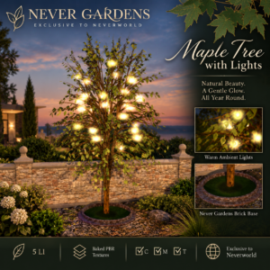 NEVER GARDENS street brick base Maple Tree with Lights