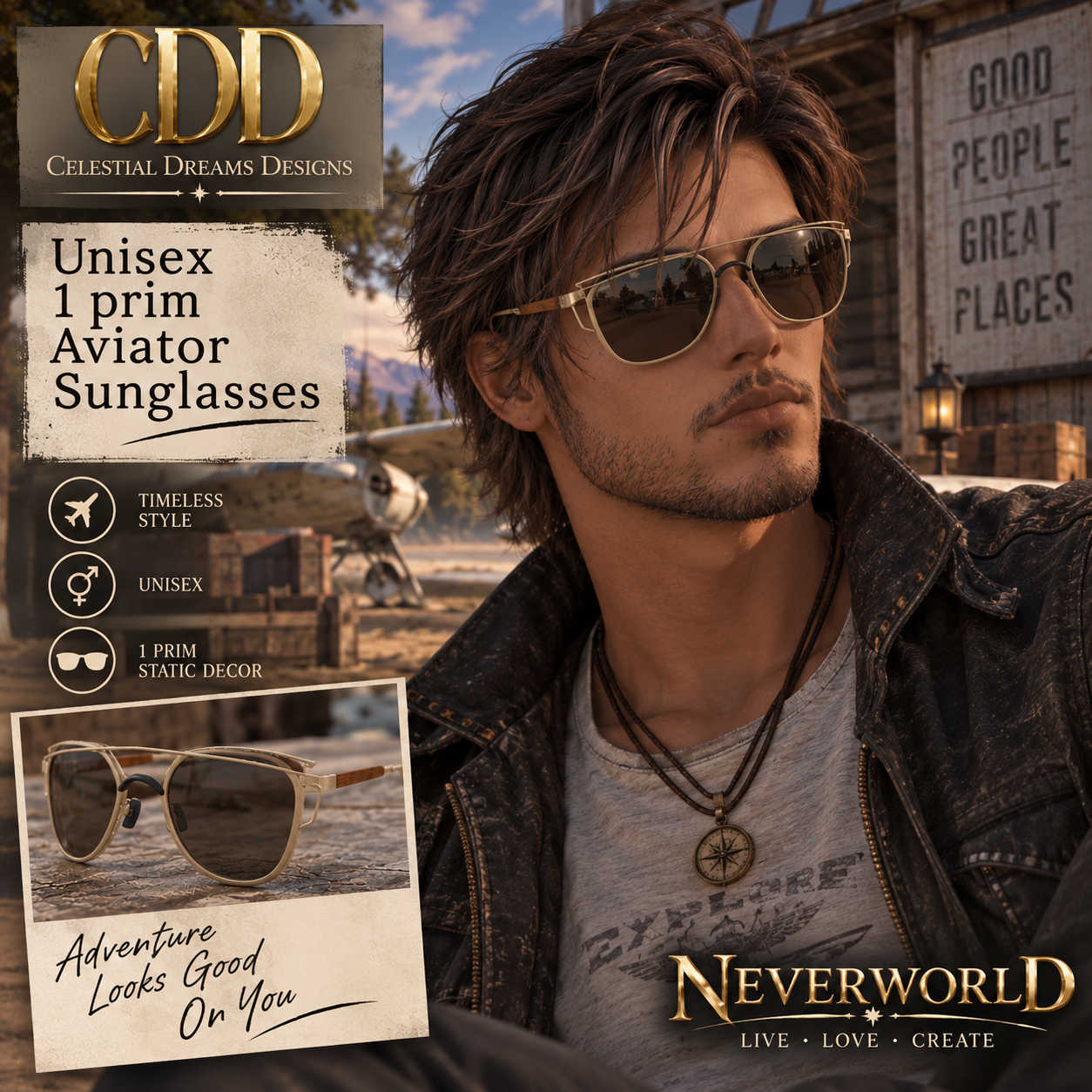 Neveworld Unisex Aviator Glasses - Image 3